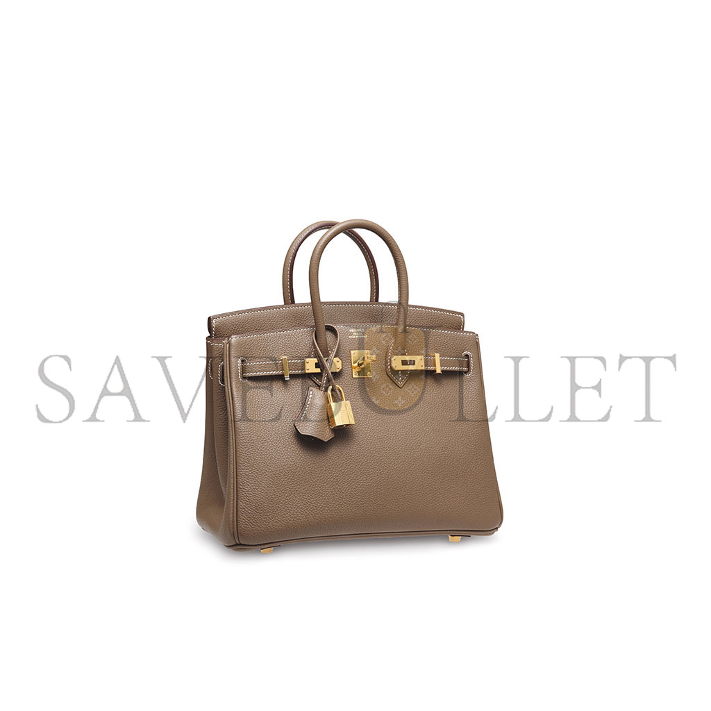 H**mes birkin 25 epsom leather milk tea gold buckle handbag 631655 (25*20*13cm)